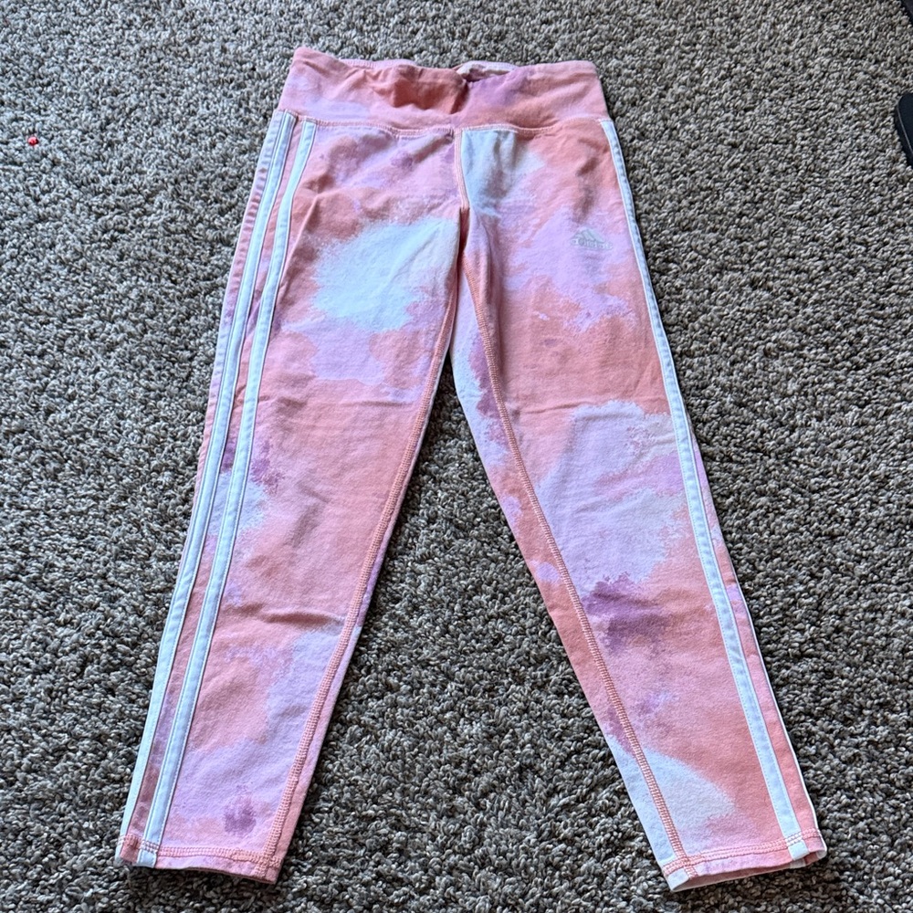 adidas Kids Pink and Purple Leggings with Stripes